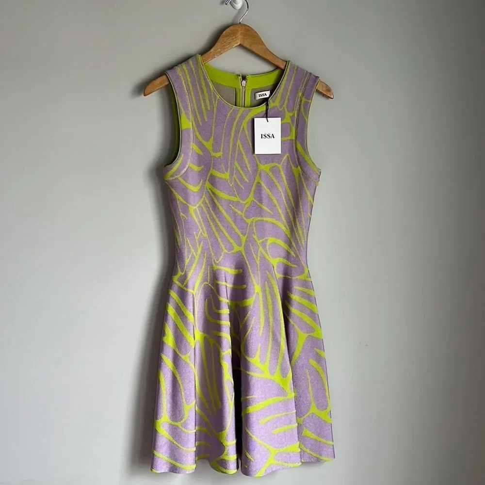 NEW ISSA London rayon jacquard printed dress